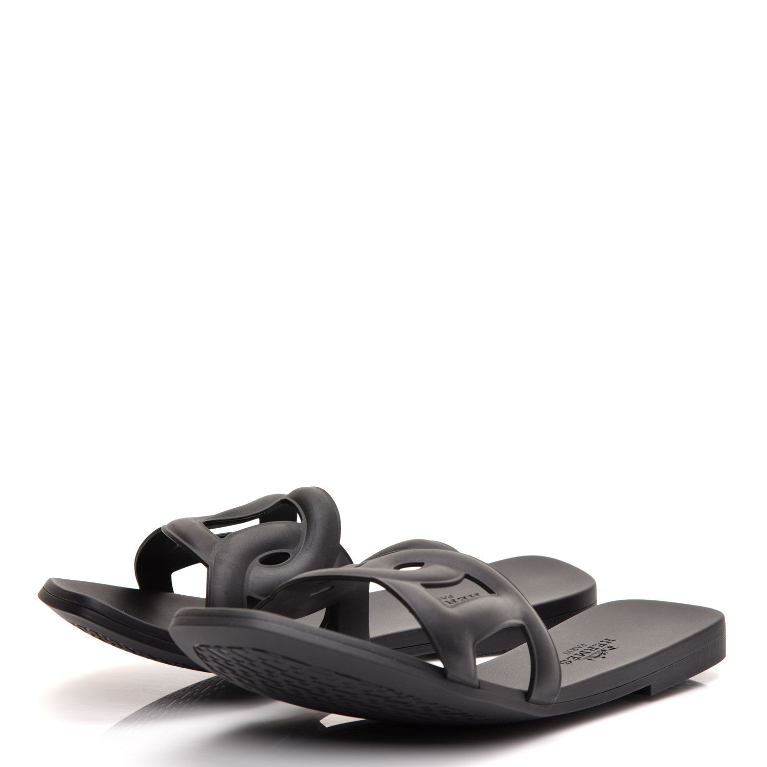 Hermes Rubber Aloha Sandals 36 Black 3 of 8