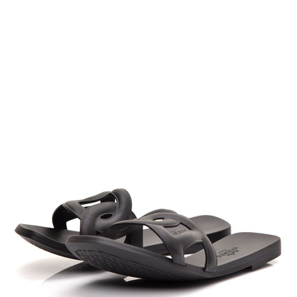 Hermes Rubber Aloha Sandals 36 Black 3 of 8