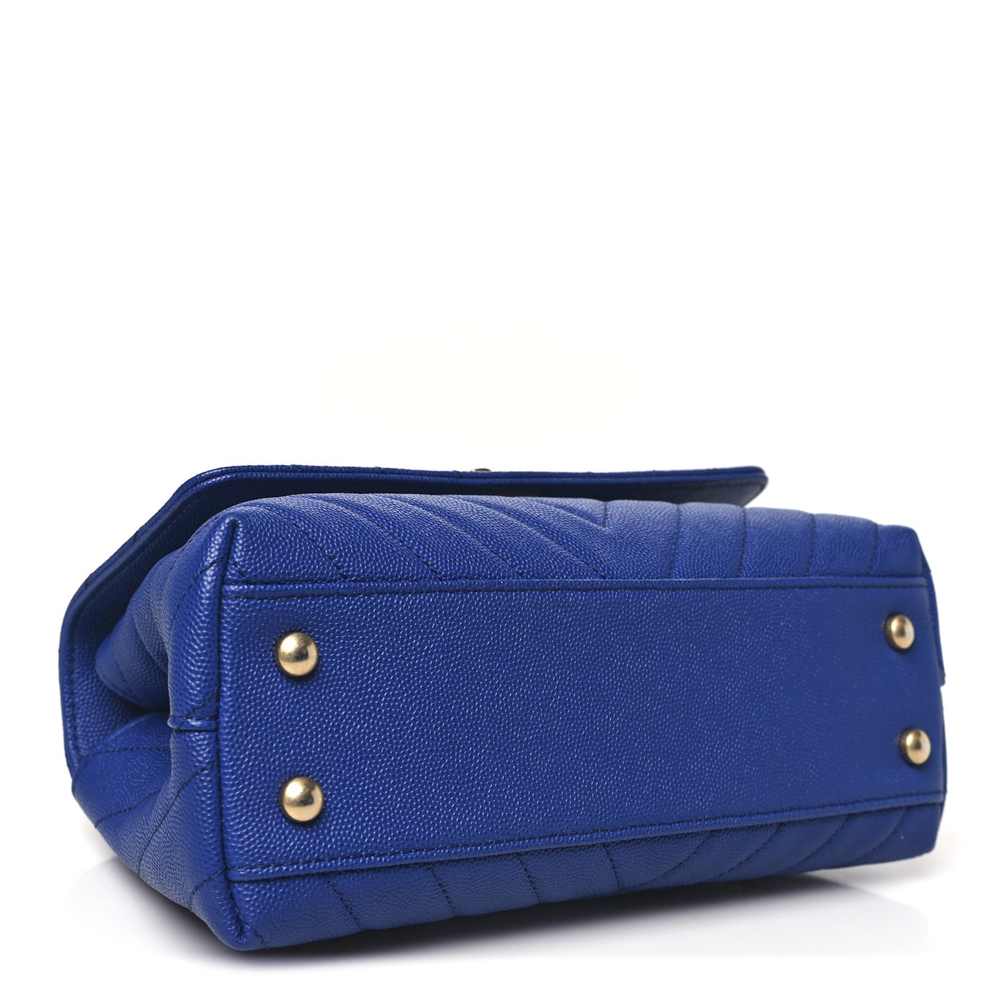 Caviar Chevron Quilted Mini Coco Handle Flap Blue