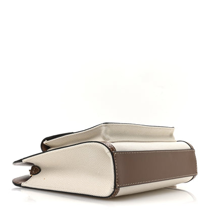 Burberry Canvas Smooth Calfskin Two Tone Mini Pocket Bag Natural Malt Brown 4 of 10