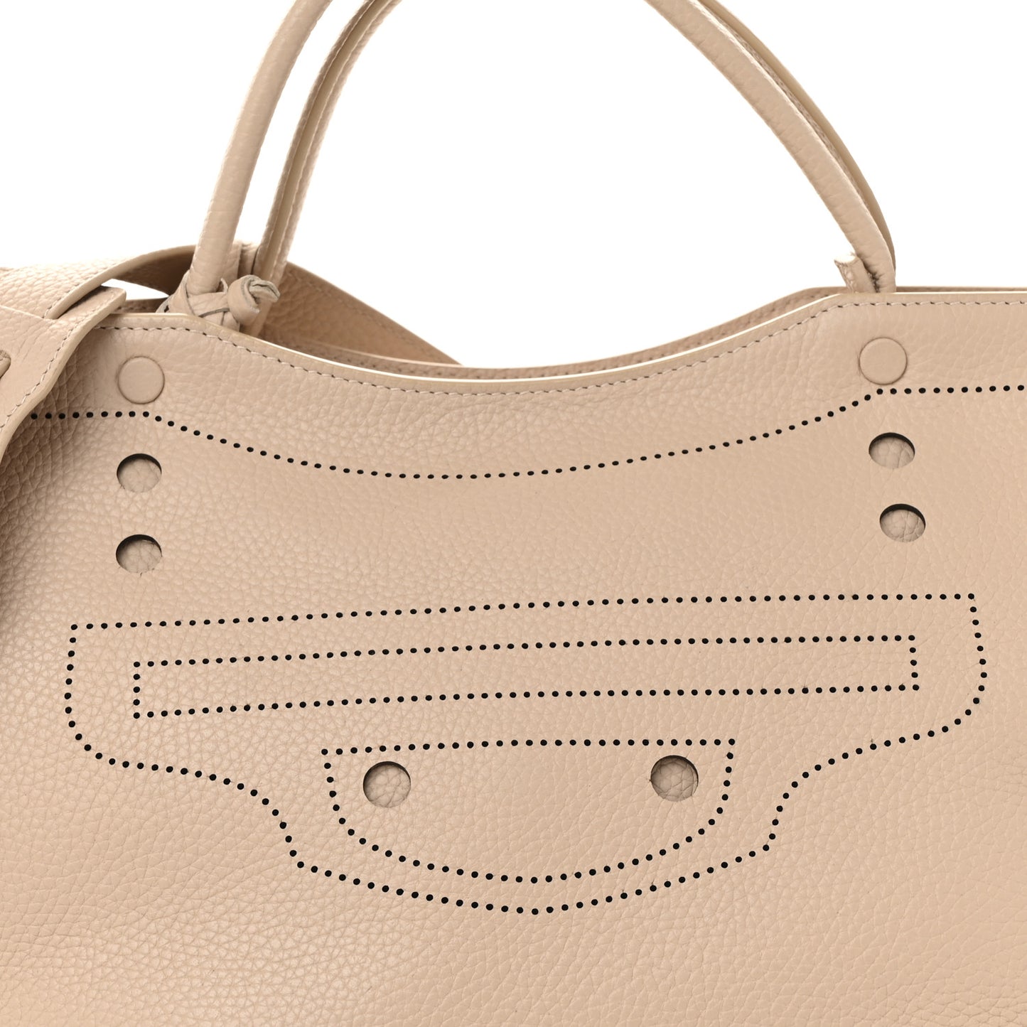 Veau Soyeux Perforated Blackout Hardware City Beige Poudre