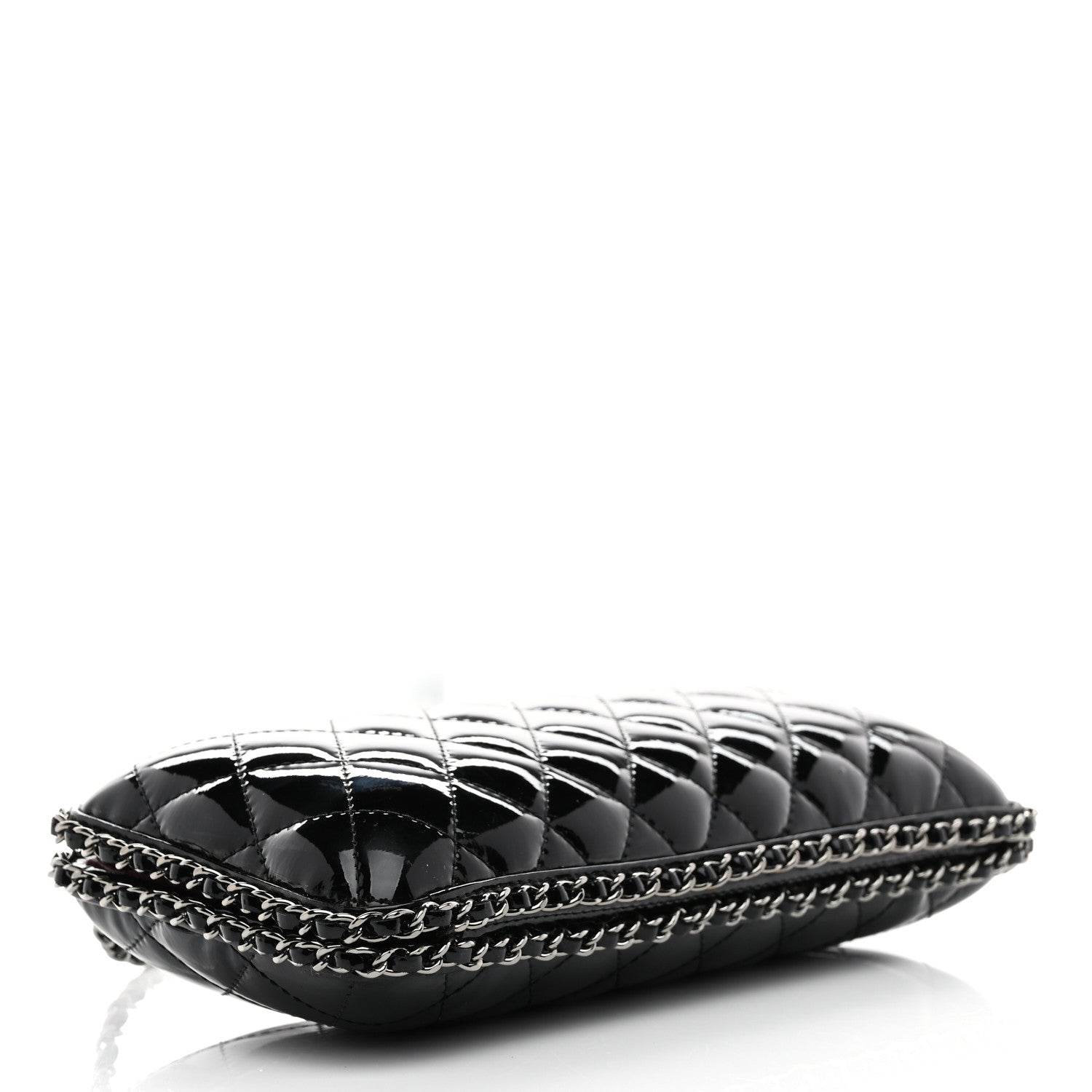 Chanel Patent Quilted Chain Around Clutch Black 4 of 11