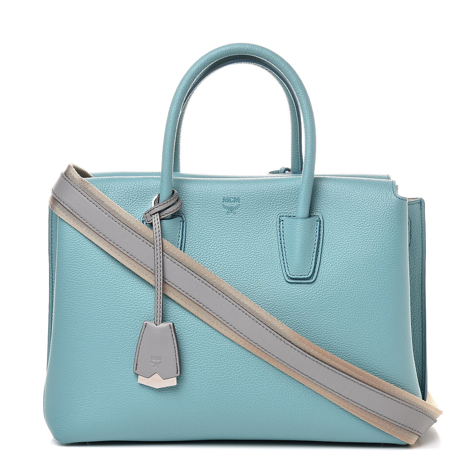 MCM Grained Calfskin Medium Milla Tote Silt Green 1 of 13
