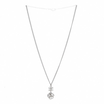Chanel Crystal CC Camellia Necklace Silver 1 of 4