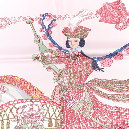 Hermes Silk Le Timbalier Scarf 90 Rose Pale Vert Amande 3 of 5