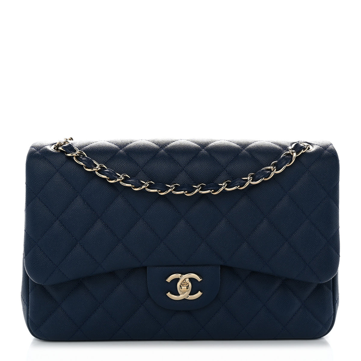Chanel Caviar Quilted Jumbo Double Flap Navy Blue 1 of 10