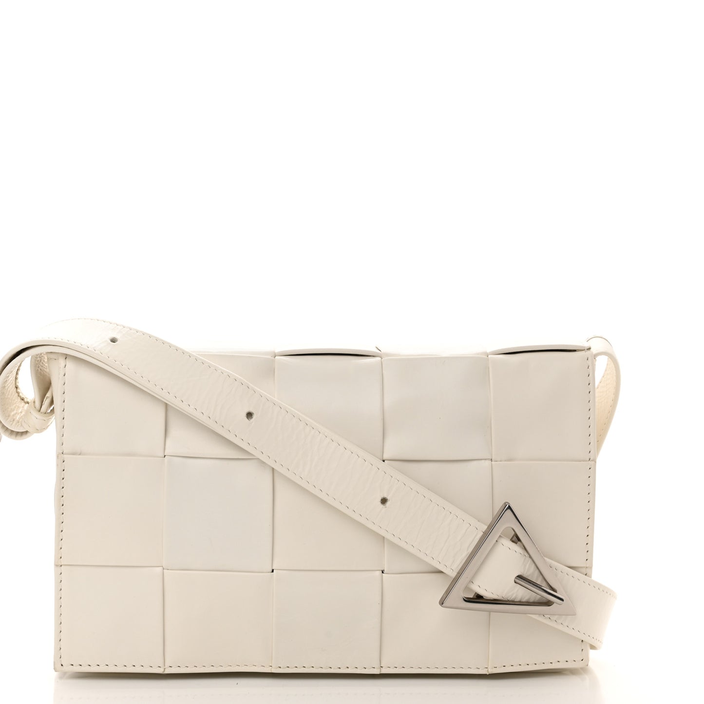 Paper Calfskin Maxi Intreccio Cassette Crossbody Bag White