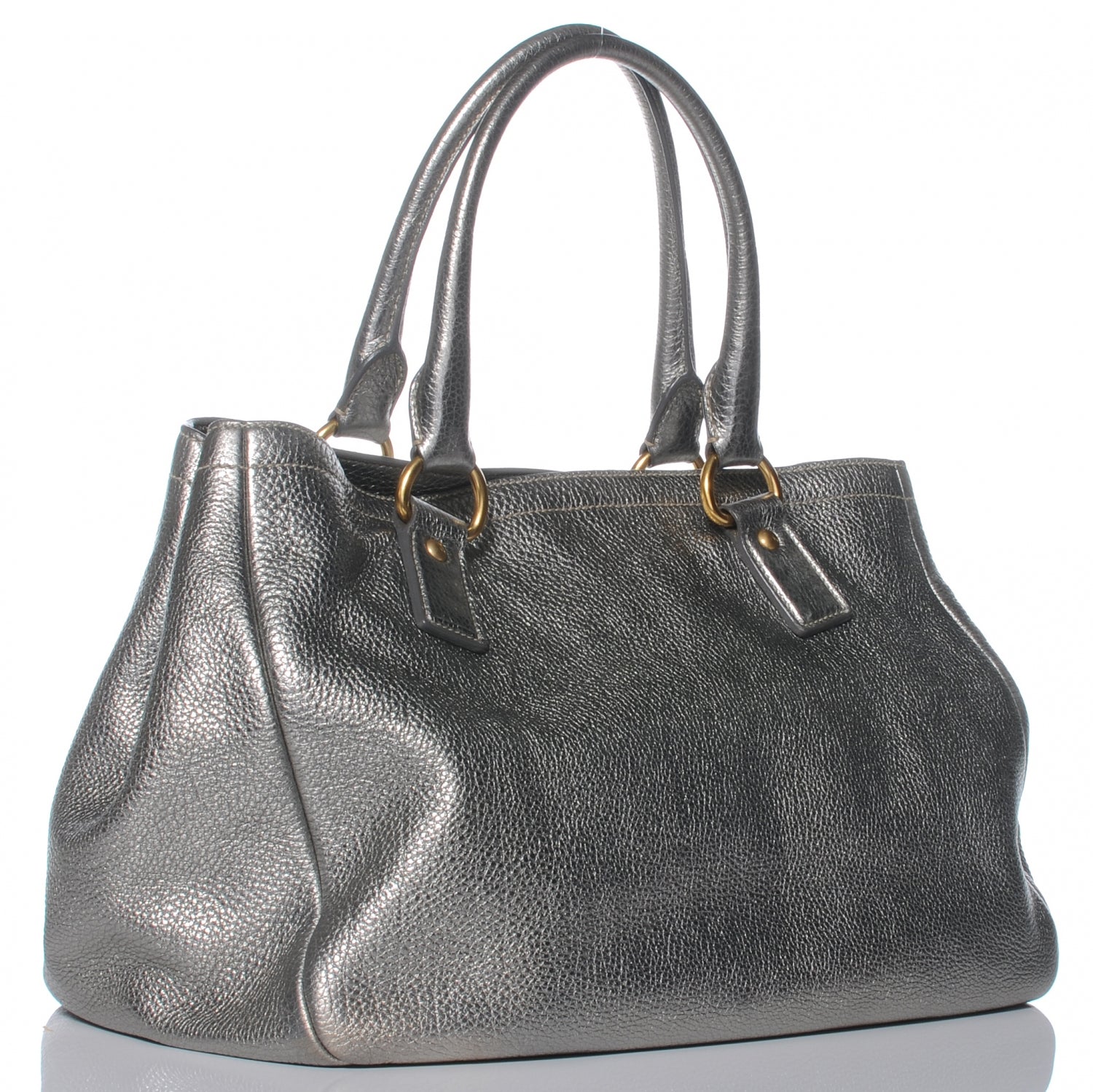 Prada Vitello Daino Tote Silver 3 of 8