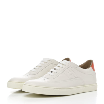 Hermes Calfskin Mens Quicker Sneakers 42 White Orange 3 of 13