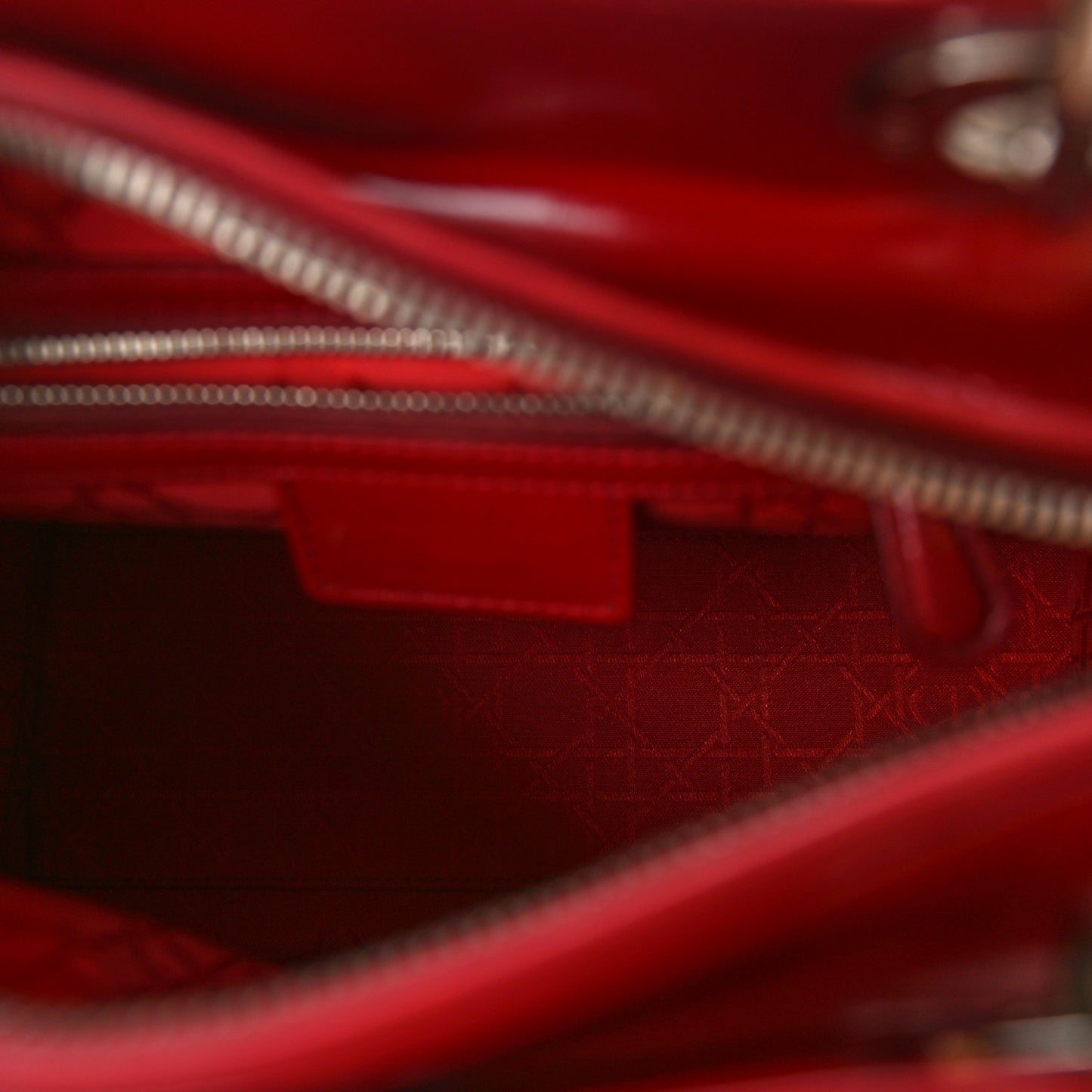 Patent Cannage Medium Lady Dior Red