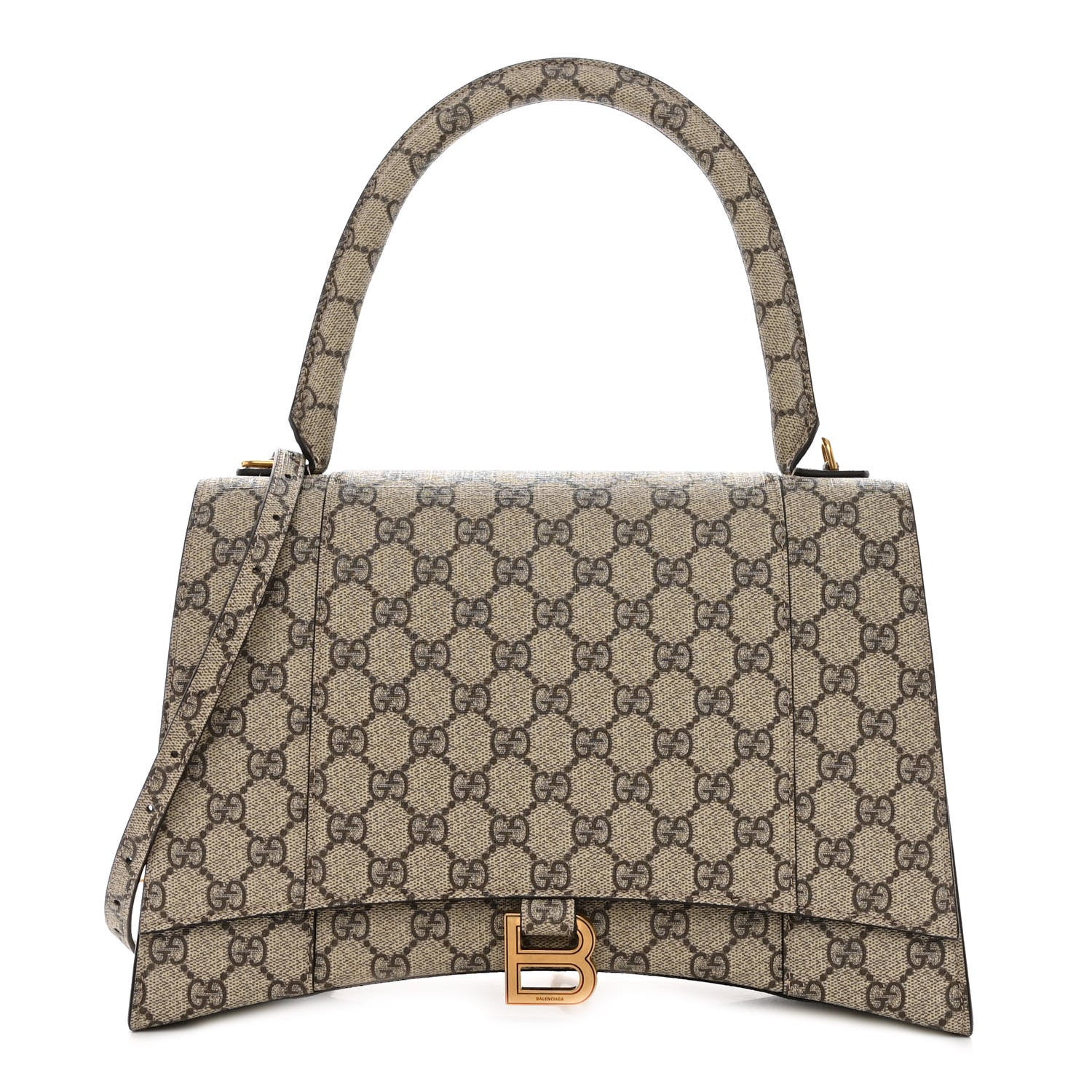 Balenciaga X GUCCI GG Supreme Monogram Medium Hourglass Top Handle Bag Beige Ebony 1 of 9
