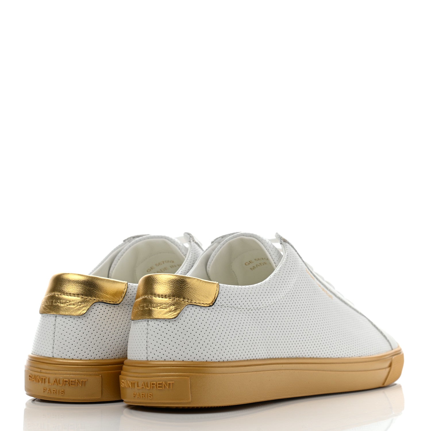 Saint Laurent Perforated Calfskin Andy Low Top Sneakers 38 White Gold 4 of 8