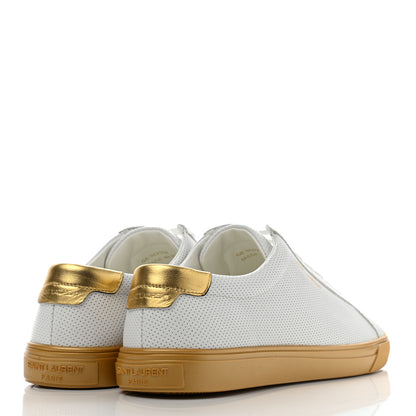 Saint Laurent Perforated Calfskin Andy Low Top Sneakers 38 White Gold 4 of 8