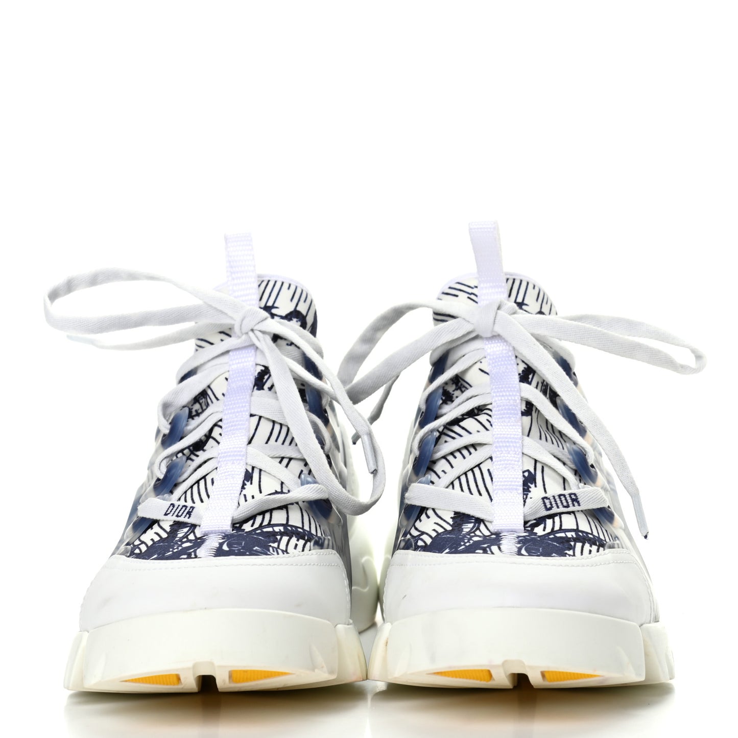 Technical Fabric Tie & Dior Print Womens D-Connect Sneakers 37.5 Denim