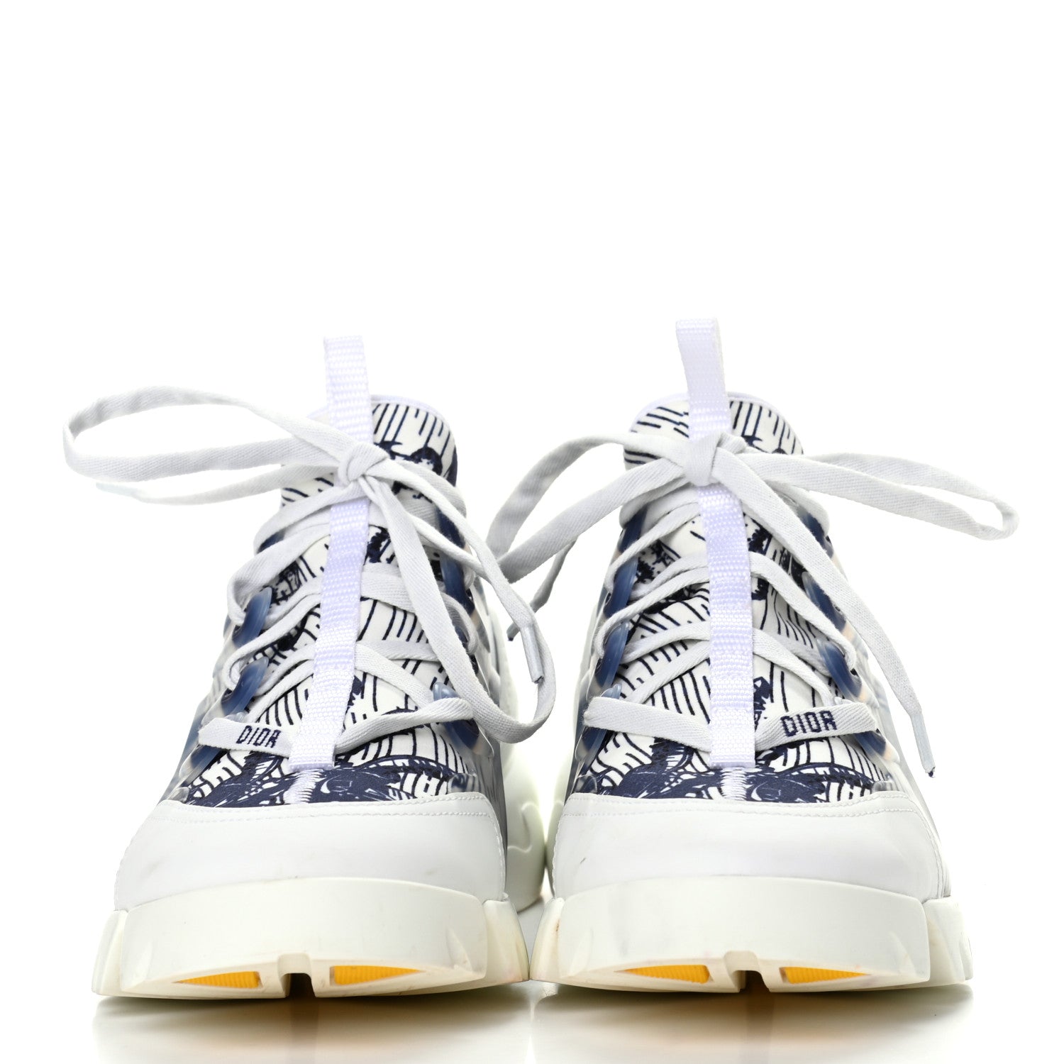 Christian Dior Technical Fabric Tie & Dior Print Womens D-Connect Sneakers 37.5 Denim 2 of 12