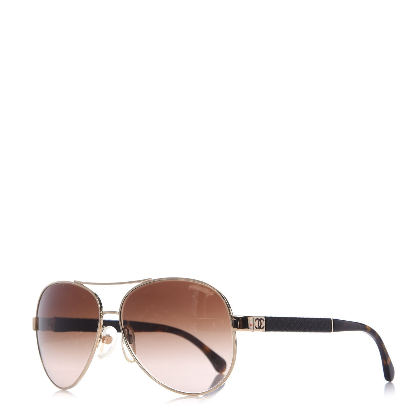 Lambskin Quilted CC Aviator Sunglasses 4195-Q Brown Gold