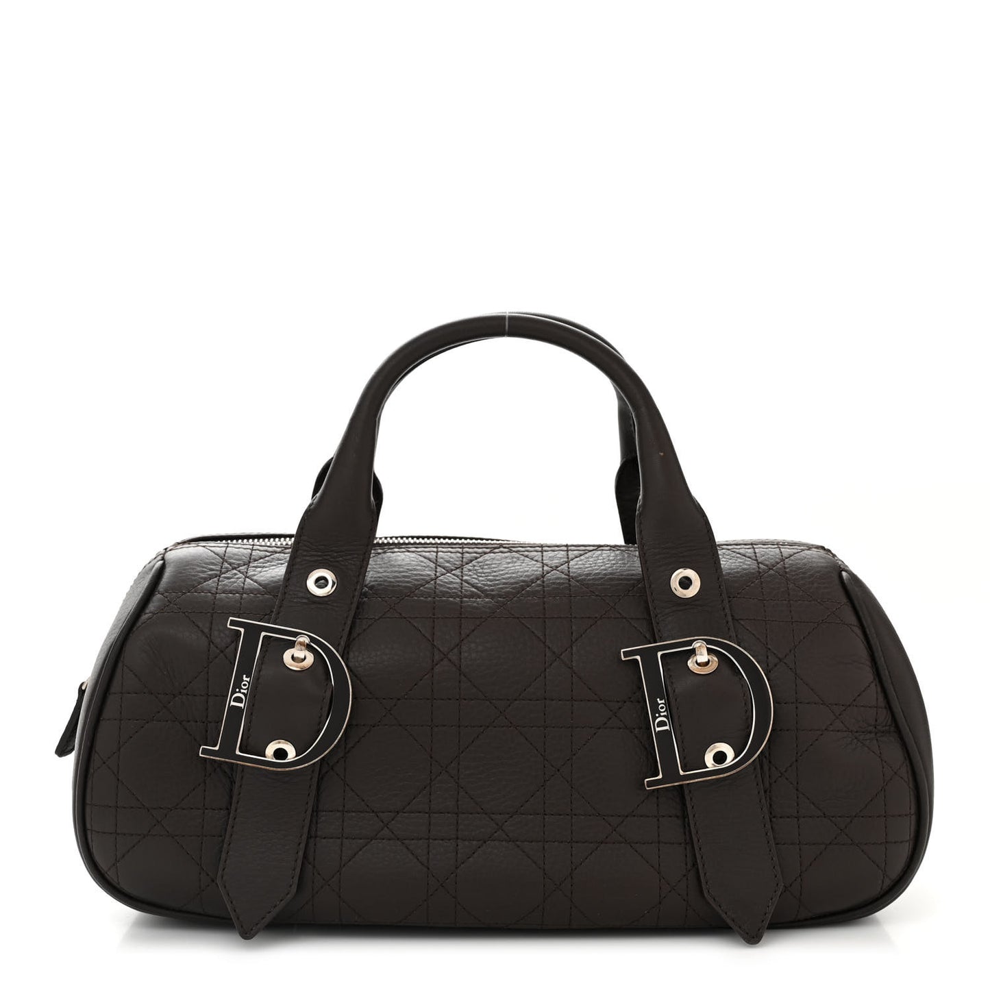 Deerskin Cannage Stitched Boston Dark Brown