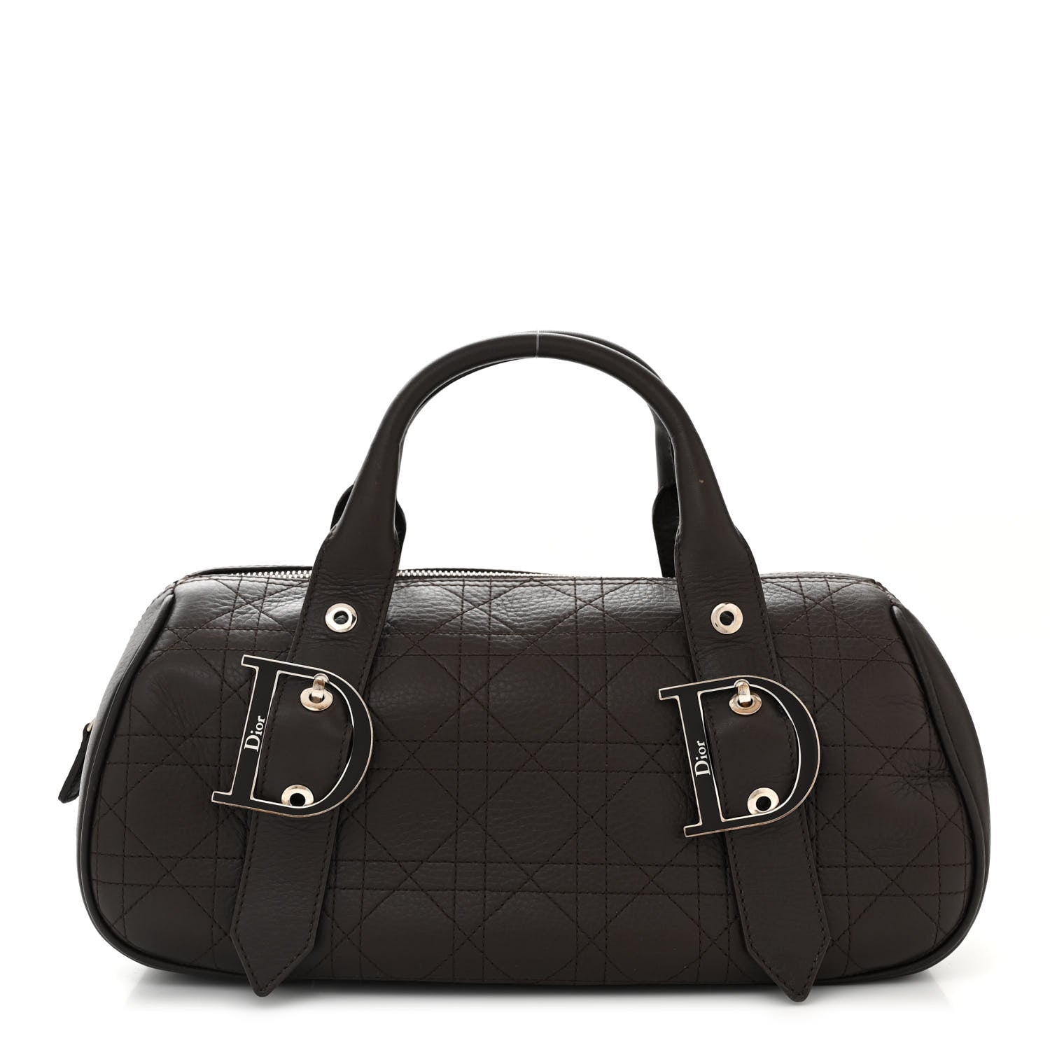 Christian Dior Deerskin Cannage Stitched Boston Dark Brown 1 of 11