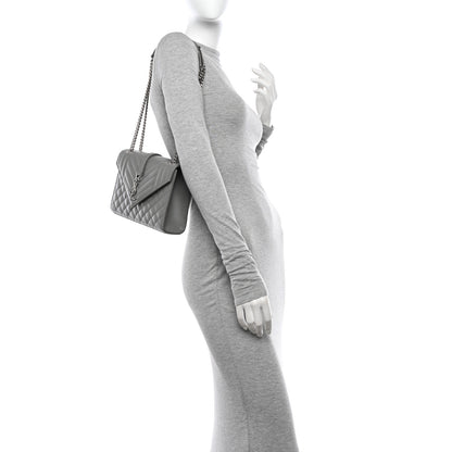 Saint Laurent Grain De Poudre Textured Mixed Matelasse Medium Triquilt Monogram Satchel New Stone 2 of 10