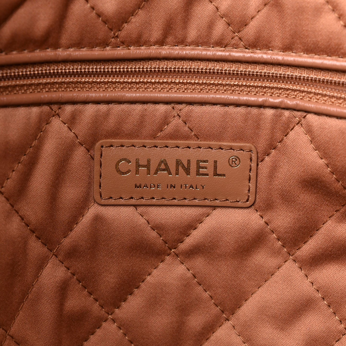 Shiny Calfskin Quilted Chanel 22 Camel
