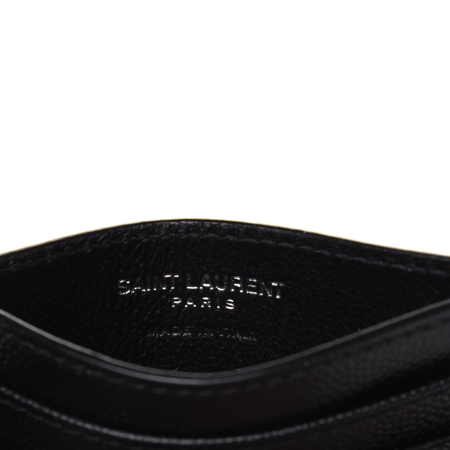 Saint Laurent Grain De Poudre Matelasse Chevron Monogram Credit Card Case Black 6 of 11