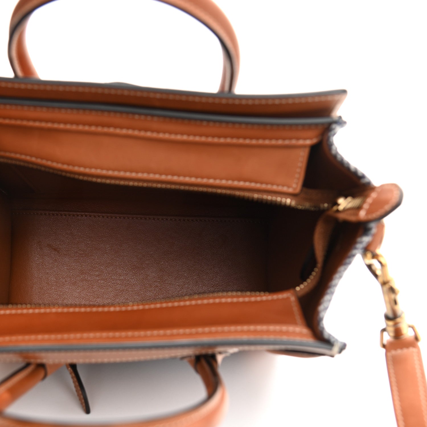 Celine Smooth Calfskin Tweed Nano Luggage Tan 5 of 12