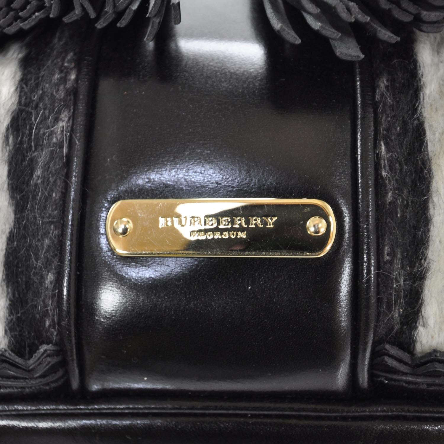 Burberry Alpaca Tassel Embellished Check Bowling Bag 6 of 12