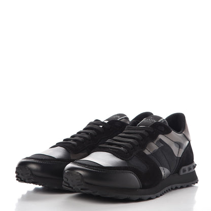 Valentino Garavani Nappa Suede Camouflage Mens Rockrunner Sneakers 42 Black Dark Rutenio 3 of 9