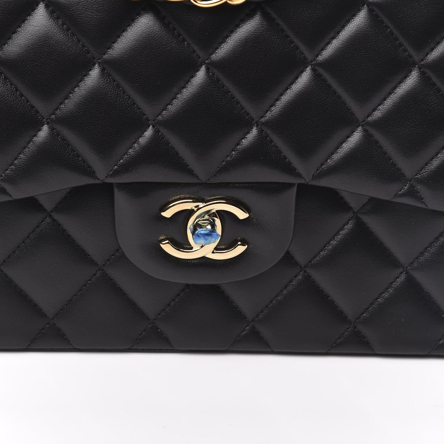 Lambskin Quilted Jumbo Double Flap Black
