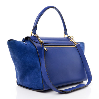 Celine Drummed Calfskin Suede Medium Trapeze Indigo 3 of 12