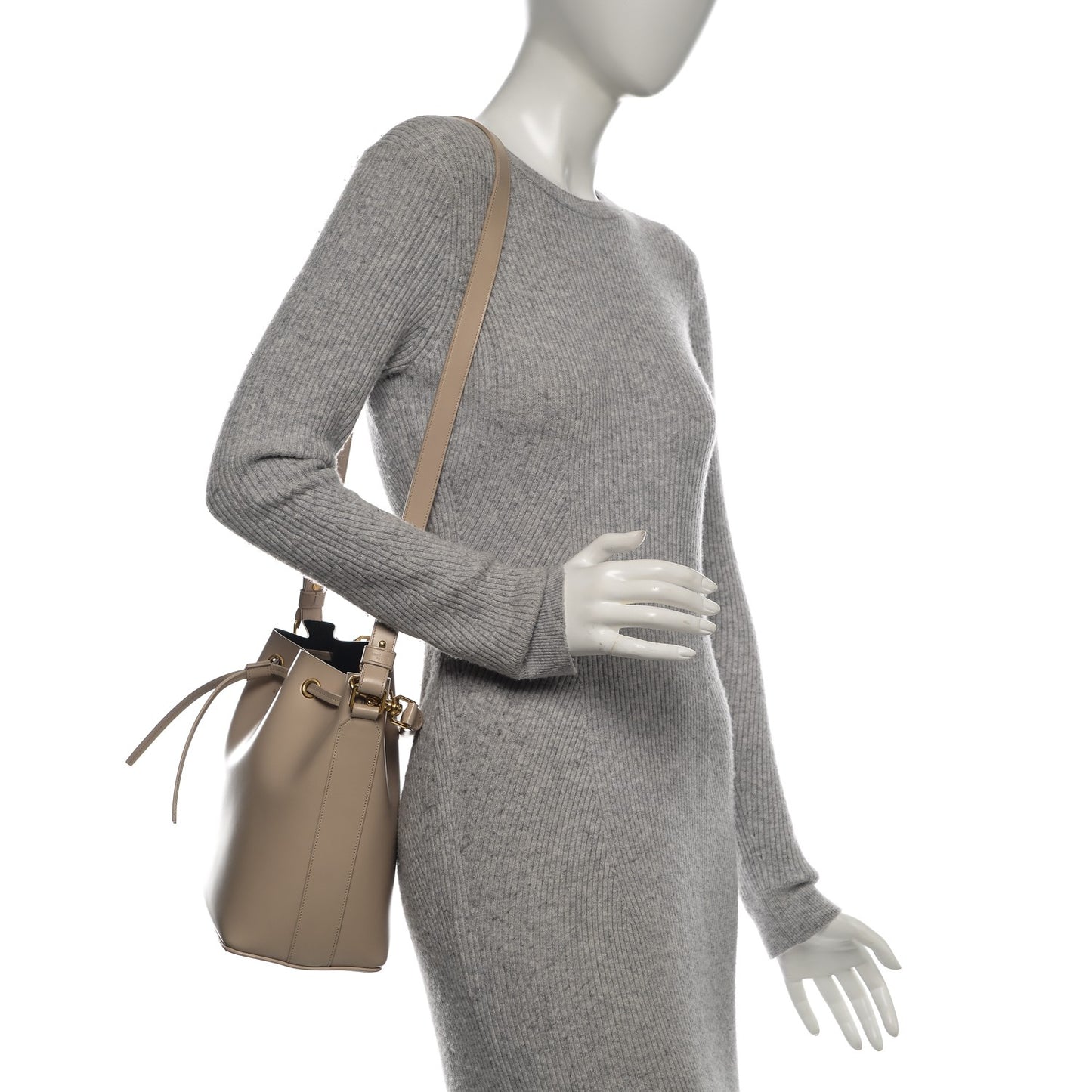 Calfskin Medium Emmanuelle Bucket Bag Nude Powder