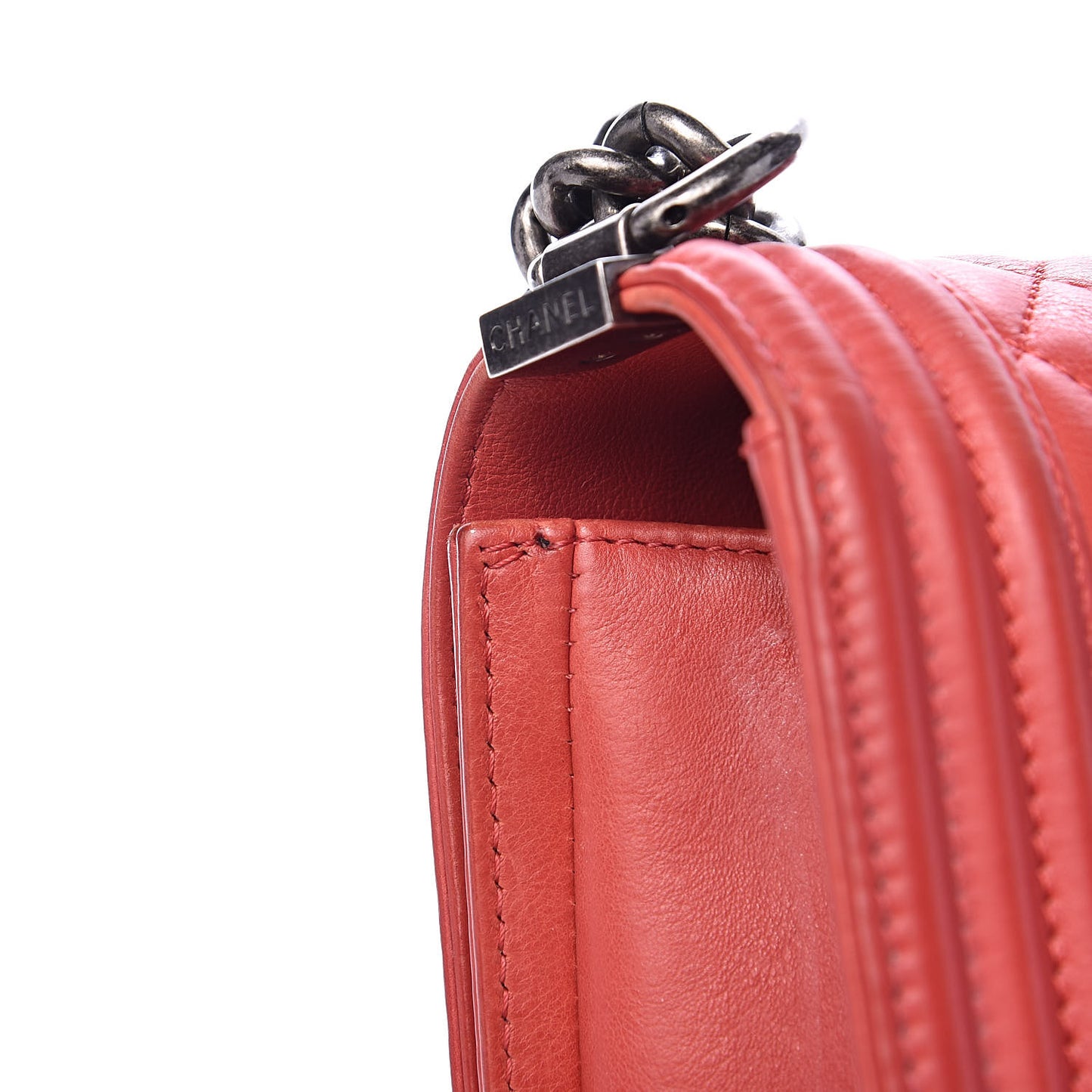 Calfskin Quilted Medium Boy Flap Red
