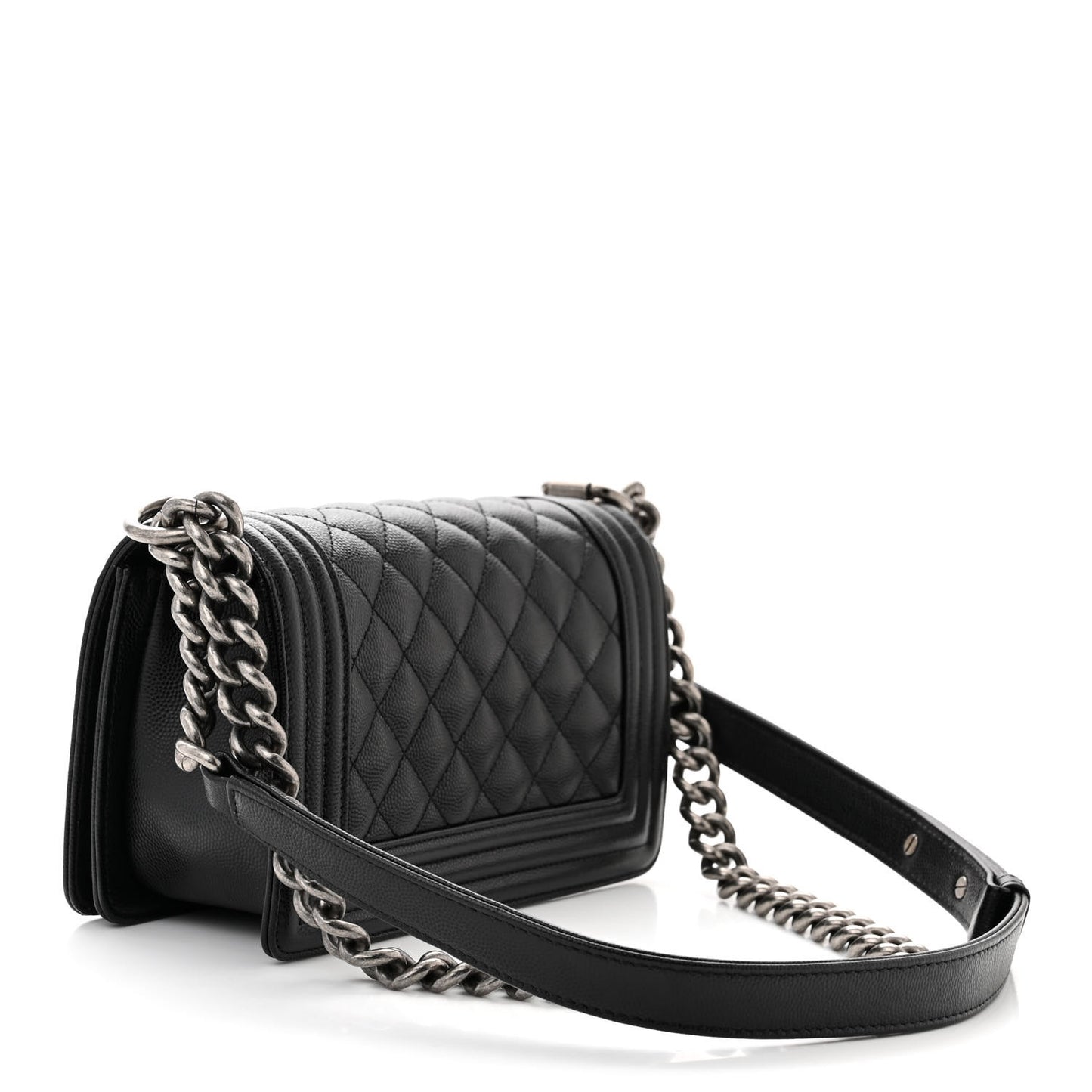 Caviar Quilted Small Boy Flap Black