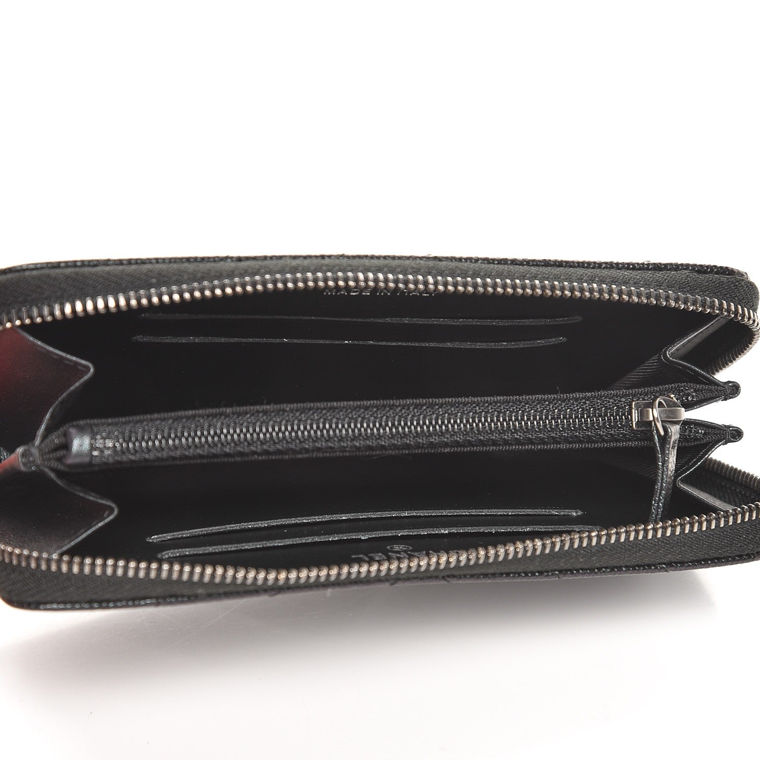 Chanel Iridescent Caviar Chevron Quilted Small Zip Around Wallet Black 5 of 9