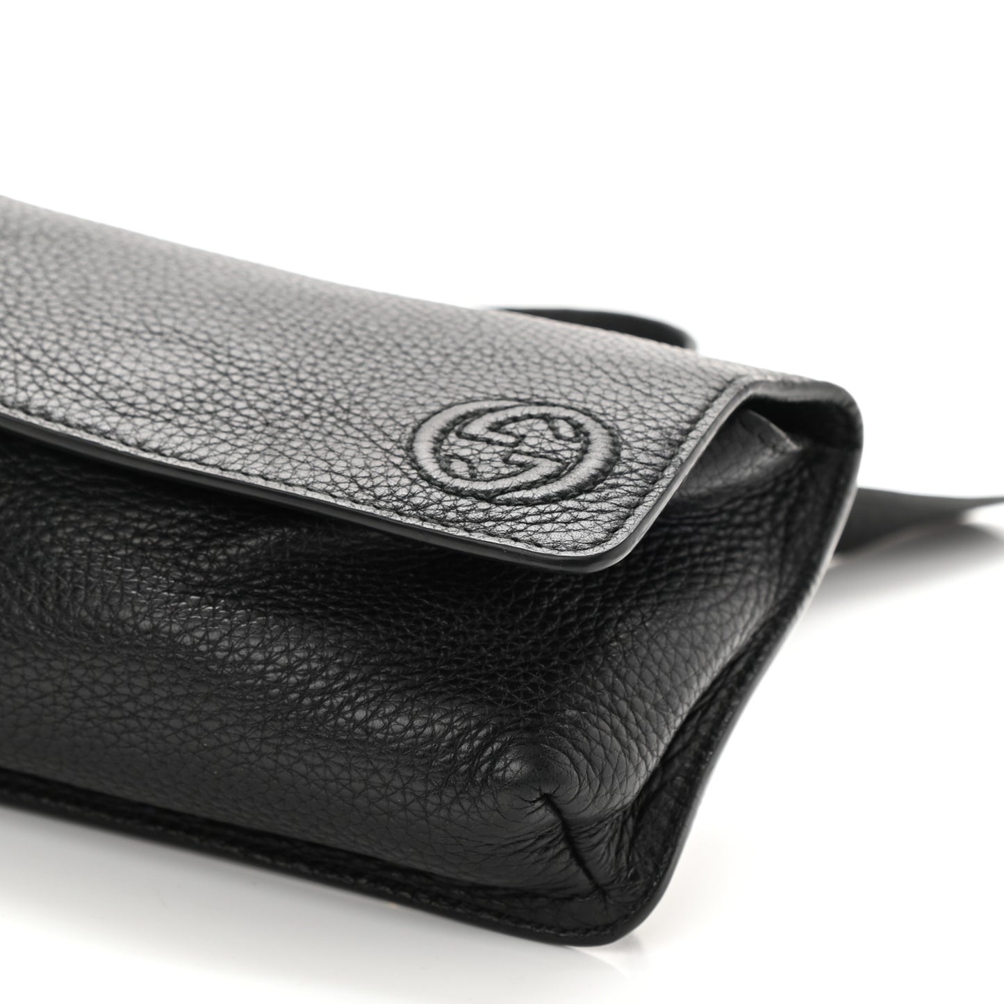 Pebbled Calfskin Soho Flap Belt Bag Black