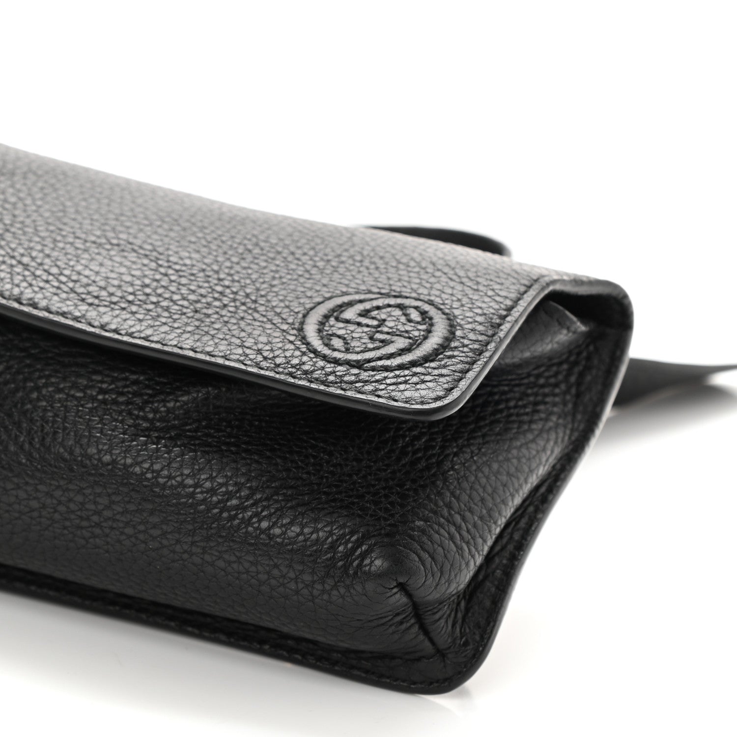 Gucci Pebbled Calfskin Soho Flap Belt Bag Black 8 of 8