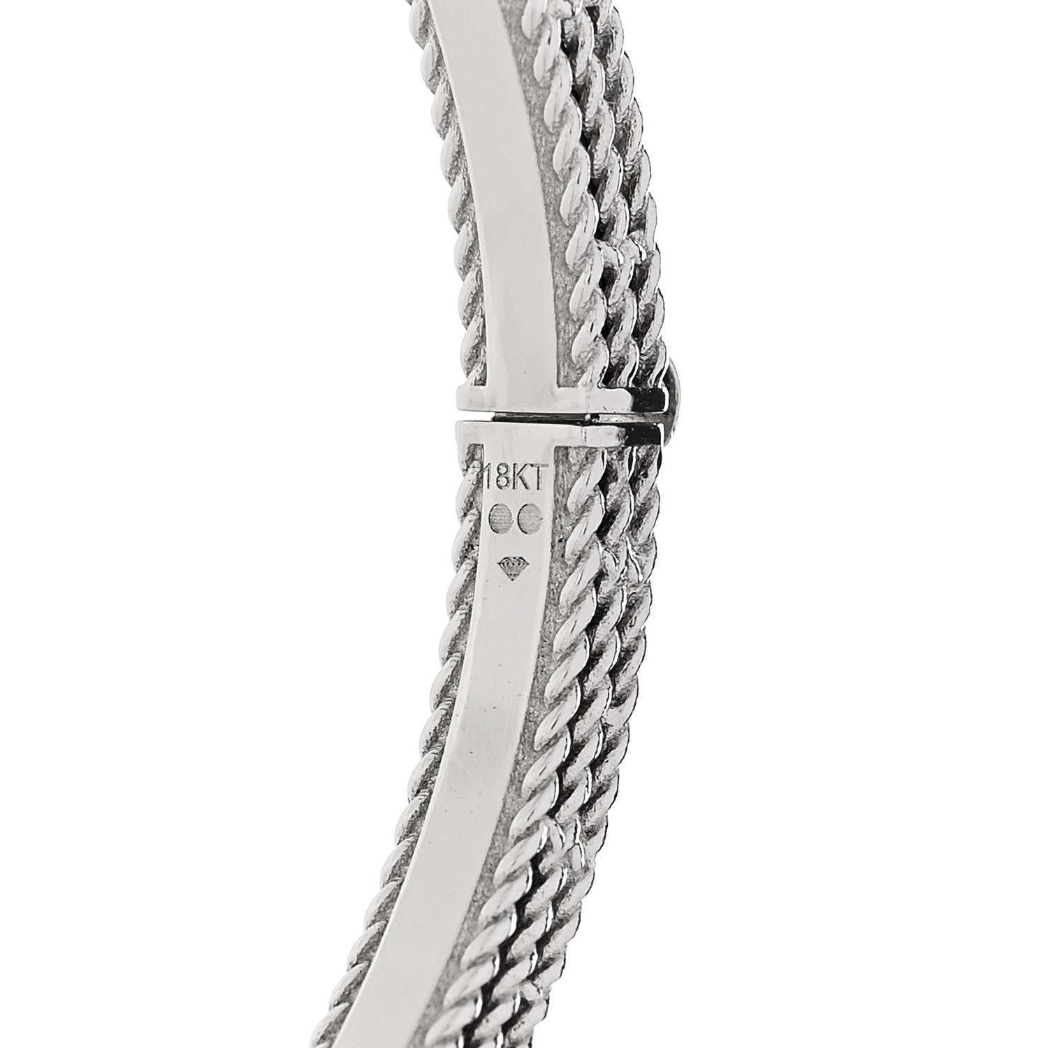 Roberto Coin 18K White Gold Diamond Princess Flower Symphony Flower Charm Bangle Bracelet 4 of 4