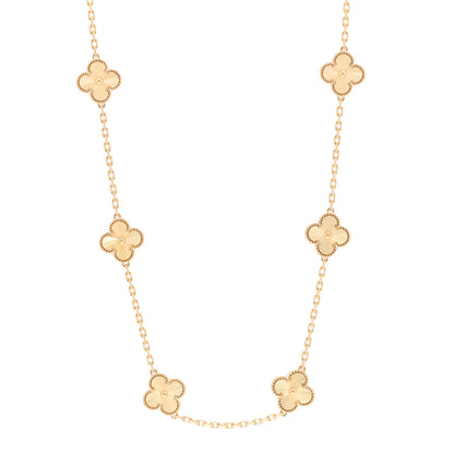 Van Cleef & Arpels 18K Yellow Gold 10 Motifs Guilloche Vintage Alhambra Necklace 1 of 7
