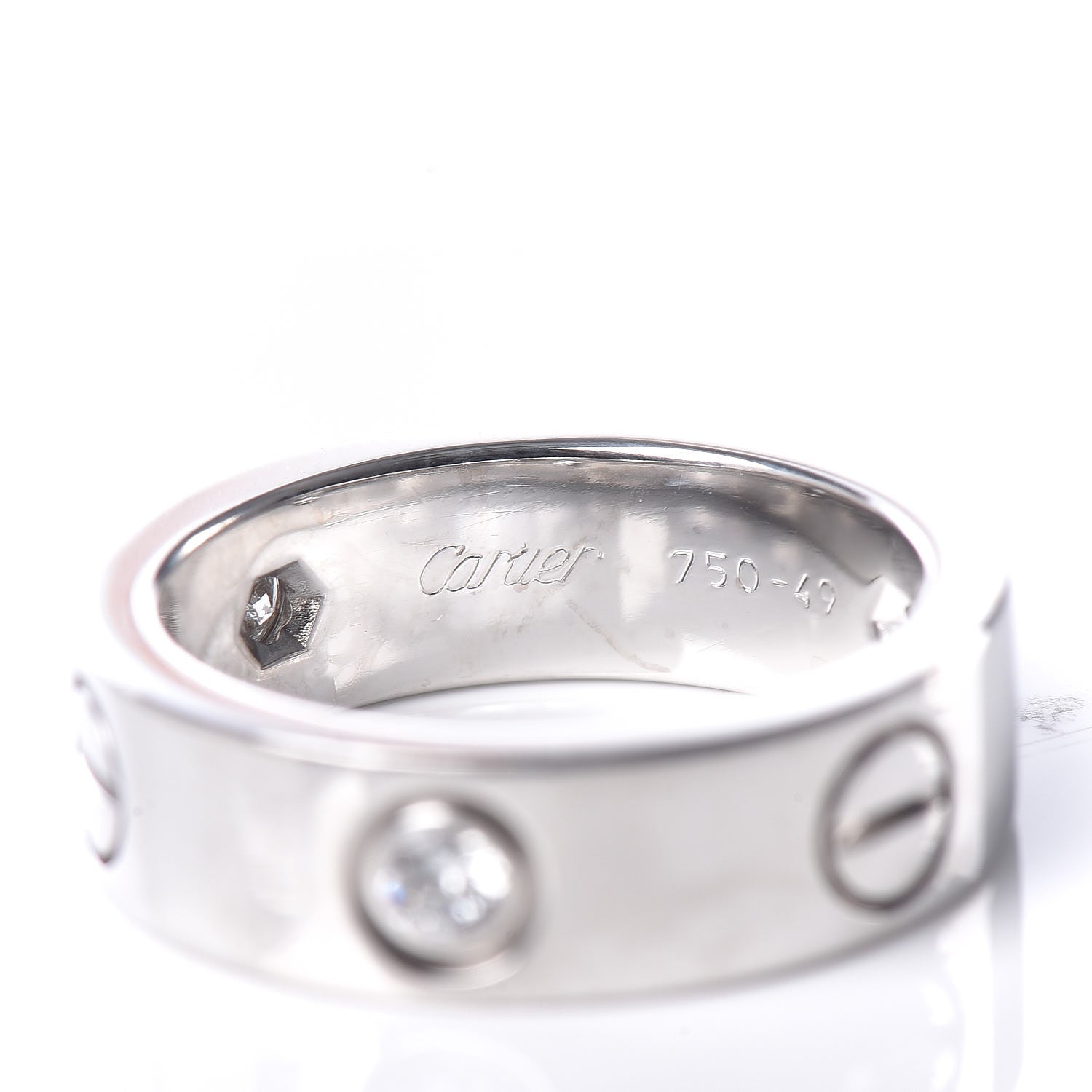 Cartier 18K White Gold 3 Diamond 5.5mm LOVE Ring 49 4.75 4 of 7