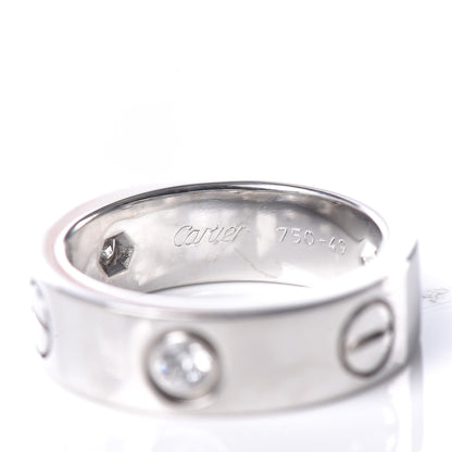 Cartier 18K White Gold 3 Diamond 5.5mm LOVE Ring 49 4.75 4 of 7