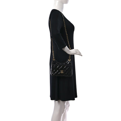 Chanel Shiny Crumpled Calfskin Quilted Small Wavy CC Hobo Black 2 of 10
