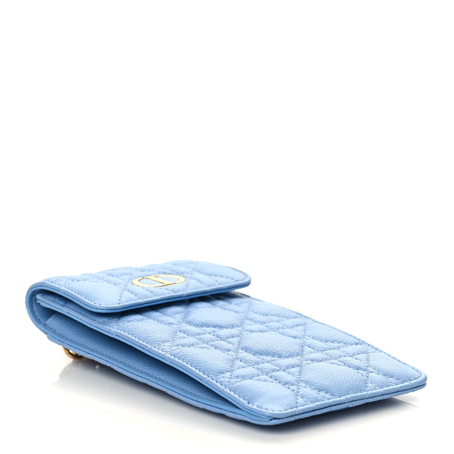 Christian Dior Grained Calfskin Cannage Caro Phone Pouch Holder Cornflower 3 of 5