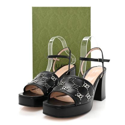 Gucci Malaga Kid Interlocking G Studs 25/85mm Platform Sandals 41 Black 10 of 10