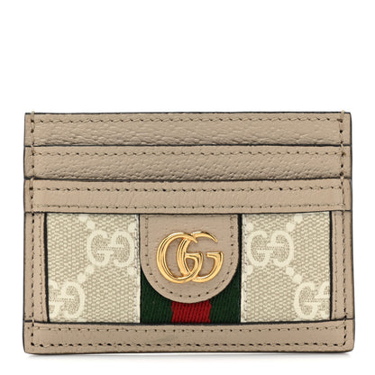 Gucci GG Supreme Monogram Textured Calfskin Web Ophidia Card Holder Beige Ebony Mystic White 1 of 9