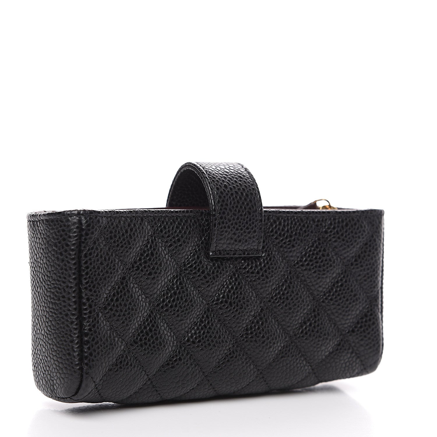 Chanel Caviar Quilted Mini Phone Holder Clutch Black 2 of 7