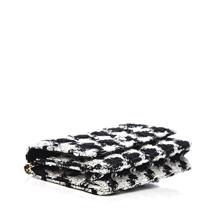 Chanel Tweed Quilted Wallet On Chain WOC Black Ecru White 3 of 11