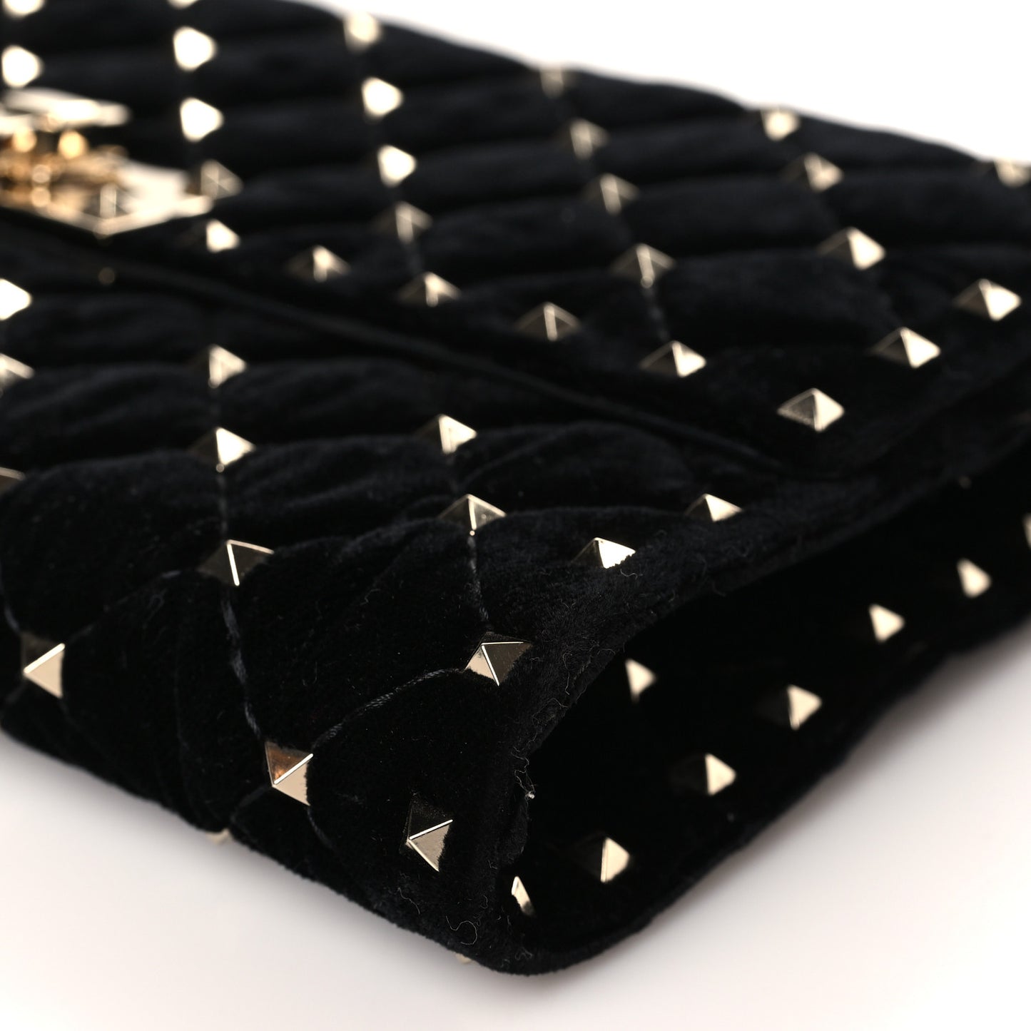 Velvet Rockstud Spike Wallet on Chain Black