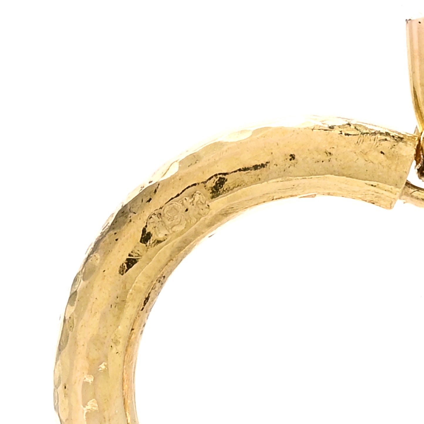 19K Yellow Gold Baby Hammered Hoop Earrings