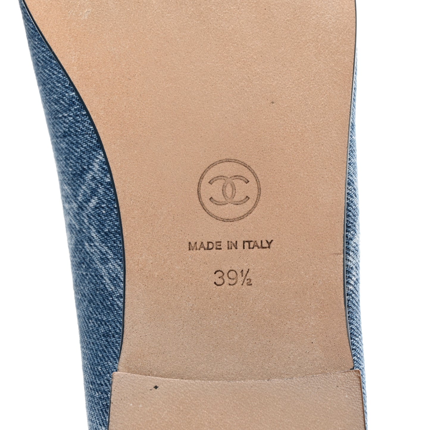 Denim Printed Cap Toe Ballerina Flats 39.5 Blue