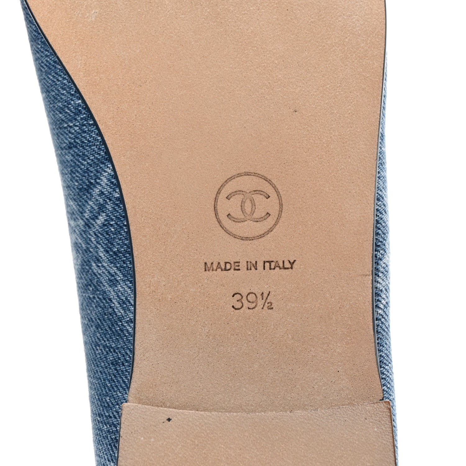 Chanel Denim Printed Cap Toe Ballerina Flats 39.5 Blue 6 of 8